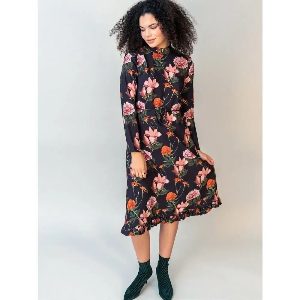 NEW JUST Female Women’s Small Margot Floral Midi Dress